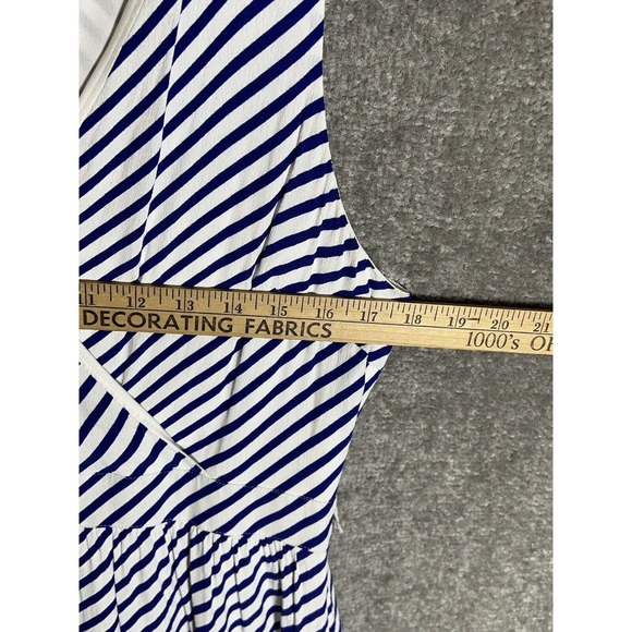 LOFT Sleeveless Lined Striped Crossover V-Neck Dress Womens Size‎ 8 Blue White - Picture 16 of 16